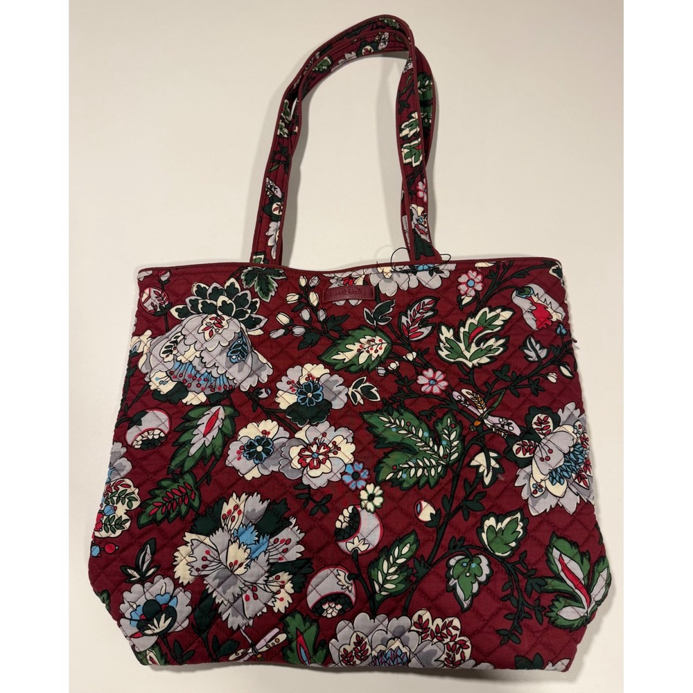 Vera Bradley Quilted Floral Tote Bag Burgundy Red Shoulder Bag 22507-L93
